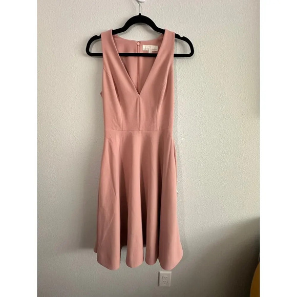 NWT Dress the Population Catalina Fit & Flare Cocktail Midi Dress Size S Blush - Picture 2 of 16
